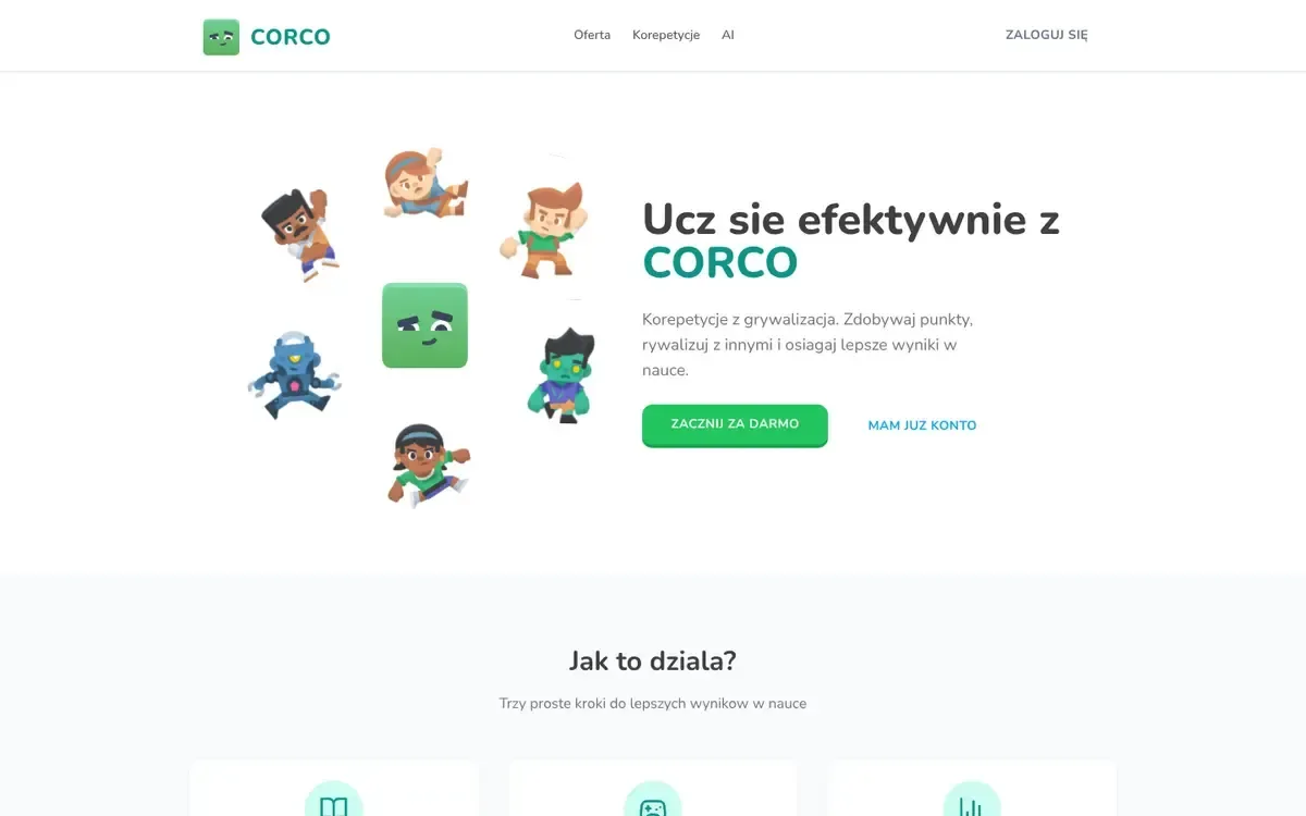 Interfejs projektu platformy edukacyjnej CORCO