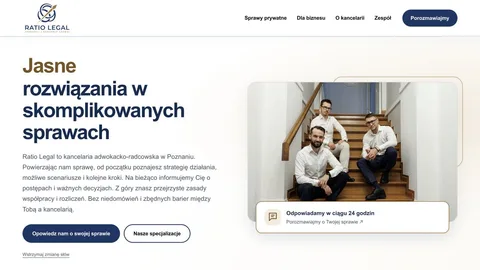 Projekt strony kancelarii Ratio Legal z fotografią zespołu