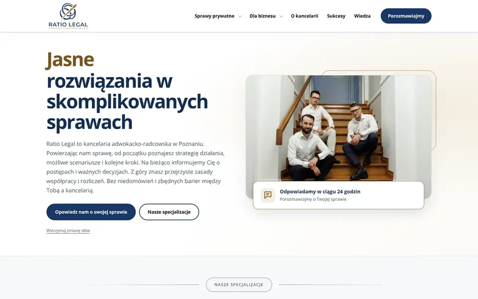 Strona główna kancelarii Ratio Legal